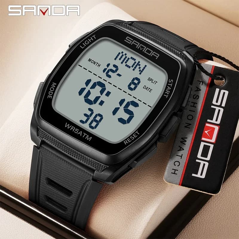 SANDA New Man Electronic Watch Multifunction Military Outdoor Sports Luminous Waterproof Clock Fashion Casual Men Wristwatch