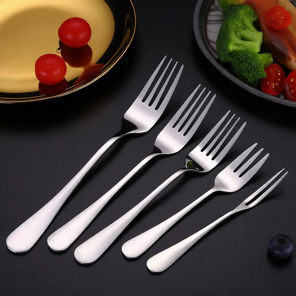 Stainless Steel Cutlery Steak Knife Fork Round Spoon Mirror Finish Thickened Tableware Simple Style Home Kitchen Tools