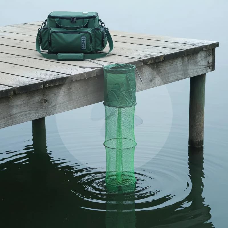 Steel Edge Reinforced Collapsible Fishing Keepnet Dual Mesh Breathable for Outdoor Long Time Fishing Sessions