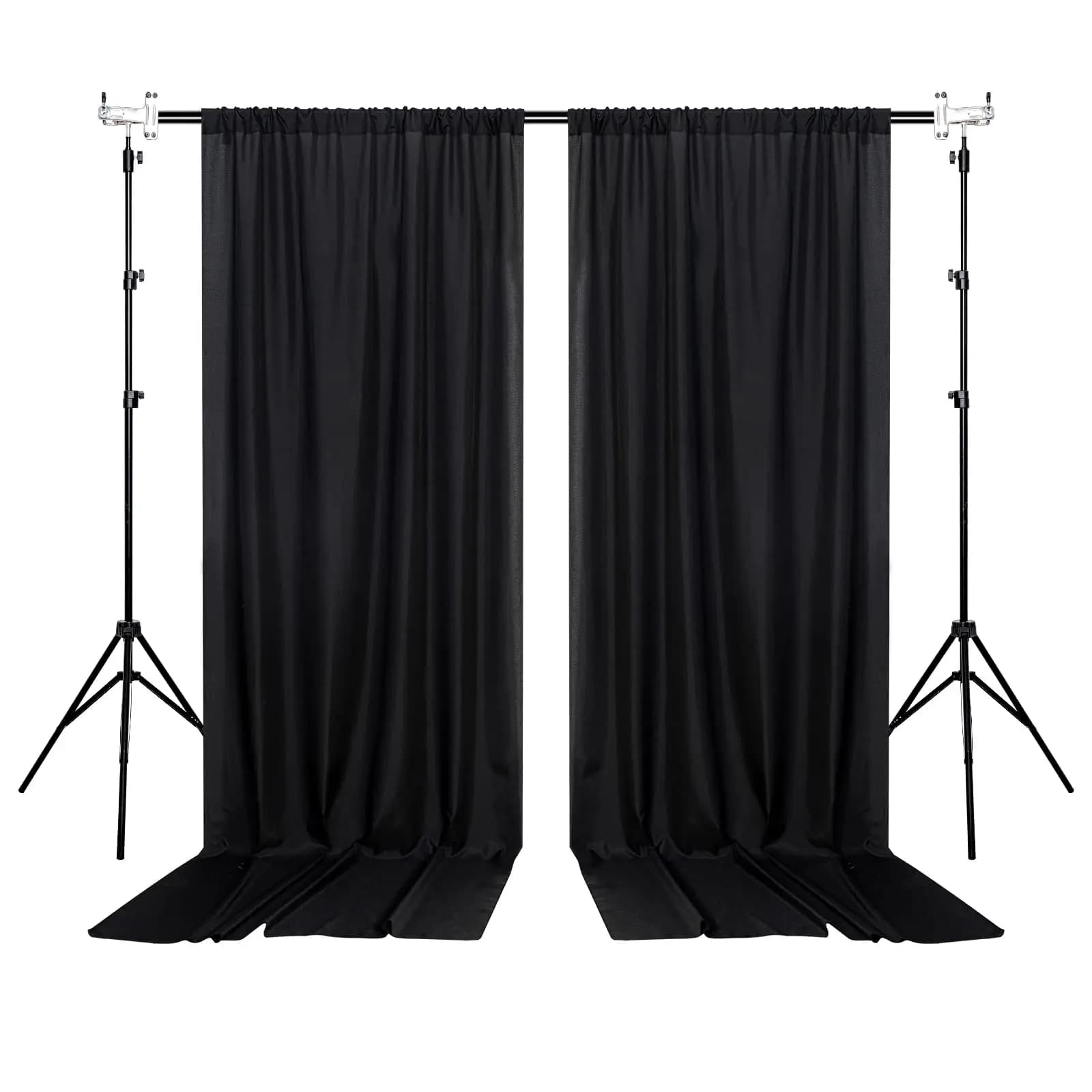 Party background black curtains, rod fabric curtains, fabric background curtains, 5 x 7/8/10 feet, 1/2 panels