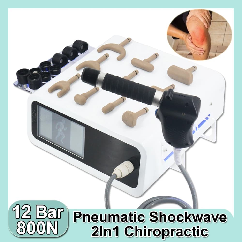 12 Bar Pneumatic Wave Therapy Machine, ED Treatment, Pain Lift, Spinal Correction, Massage Gun 2 in 1, Health Wave Device