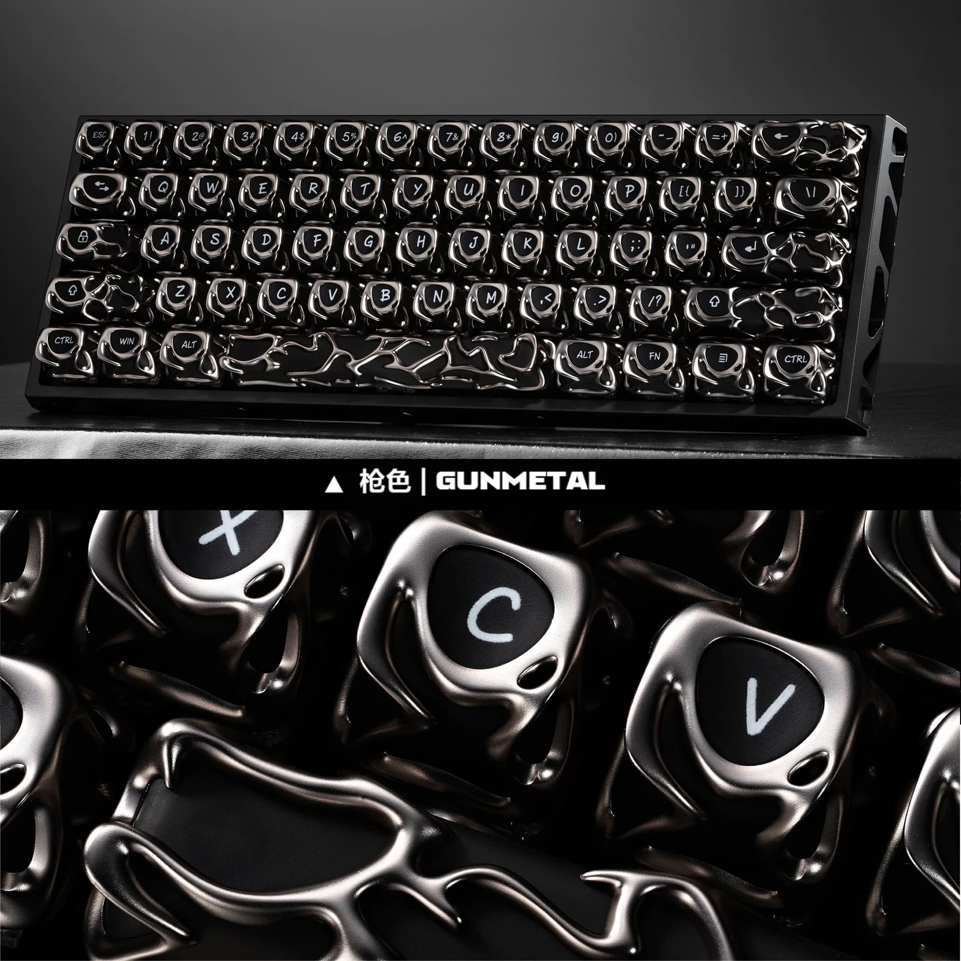 Keycap Venom in metallo con texture, personalizzato e creativo, trasparente e inciso, per tastiera meccanica