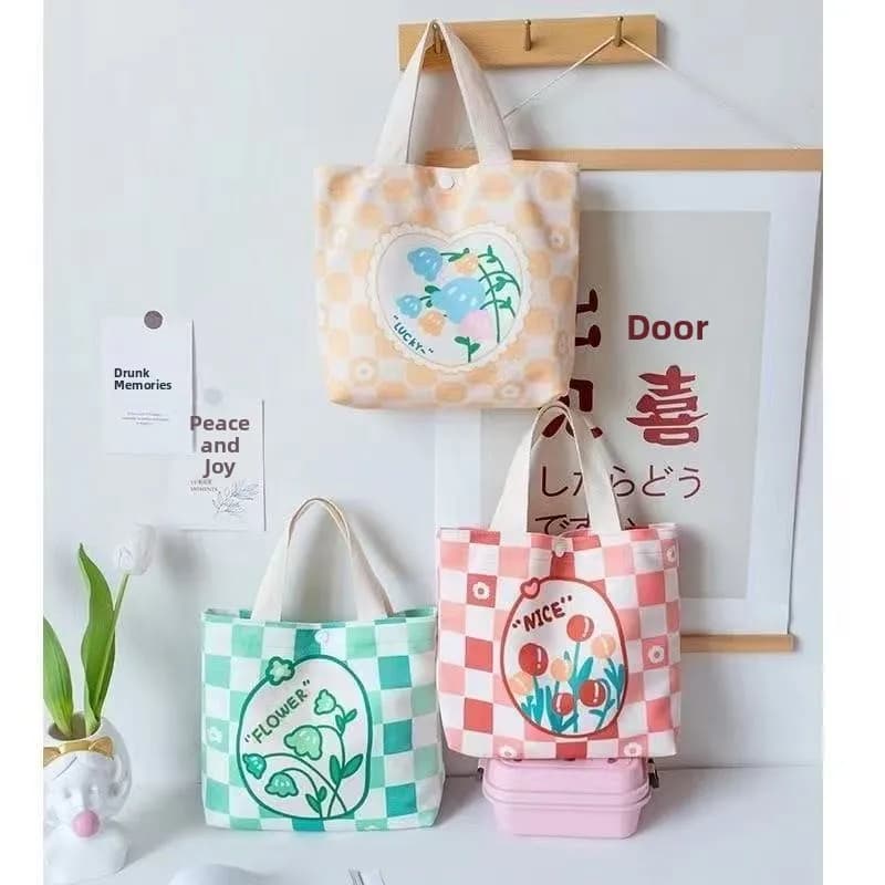 Borsa per il pranzo da studente in tela, graziosa e portatile, per mamme in giro, borsa per il trasporto del bambino, pieghevole, ecologica