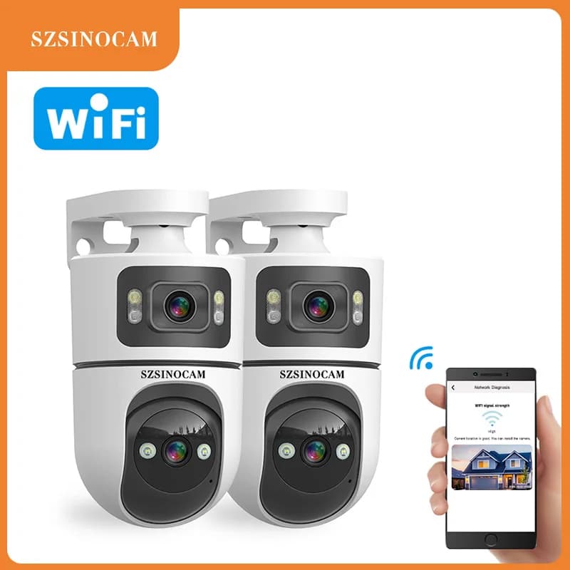 SZSINOCAM 2 Telecamere IP Wireless da Esterno con WiFi e Funzione Pan-Tilt, Videocamera di Sorveglianza HD con Versione Cablata e 24 Ore di Standby