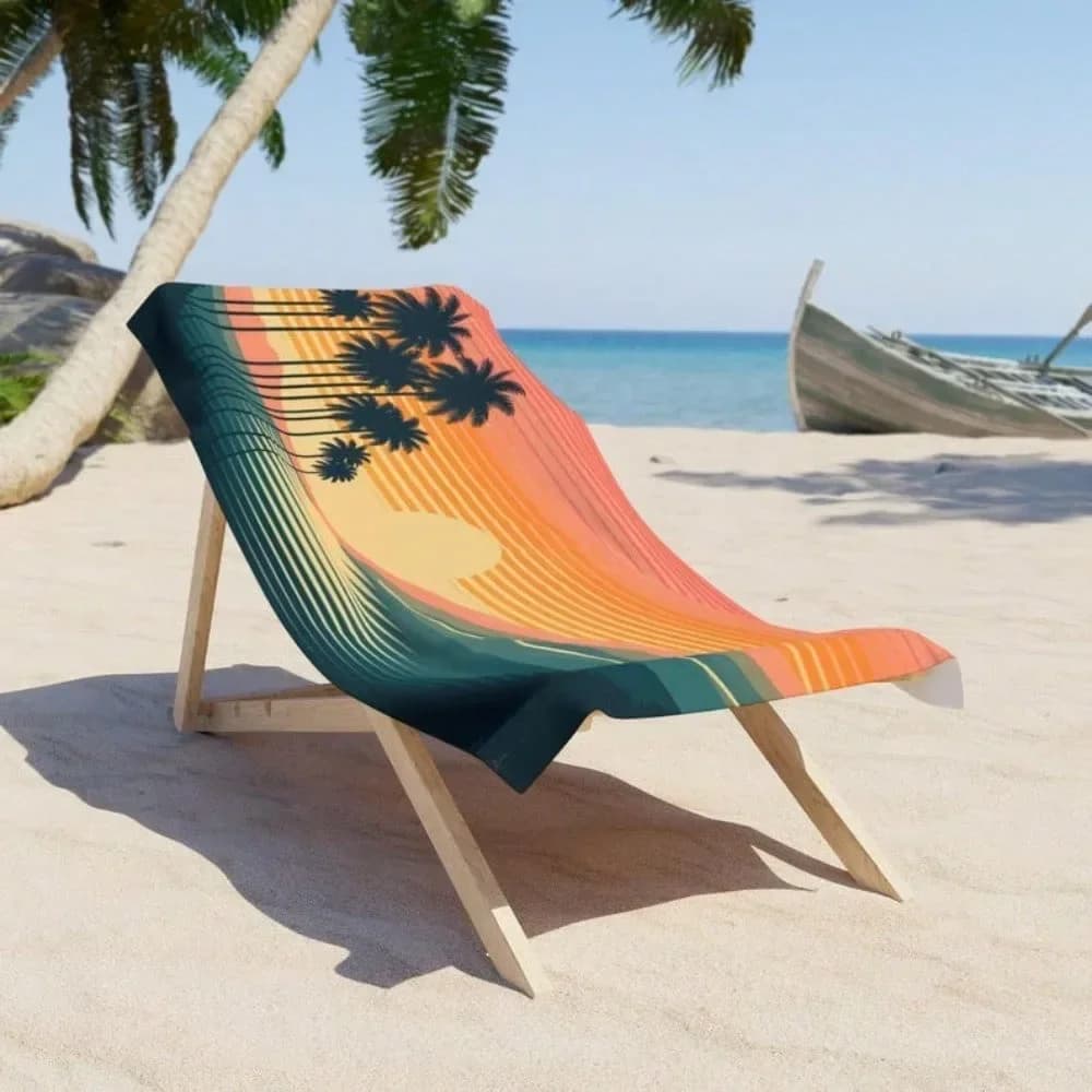 1pc tropicale California tramonto spesso morbido asciugamano da spiaggia in cotone 31 × 71 pollici ultrasottile a prova di sabbia regalo per le vacanze in piscina da viaggio