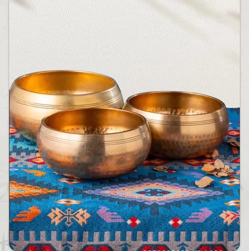 Handmade Brass Singing Bowl, Yoga Meditation Bowl for Sound Healing Stress Relief, Tibetan Buddha Mindfulness bowl Instrument