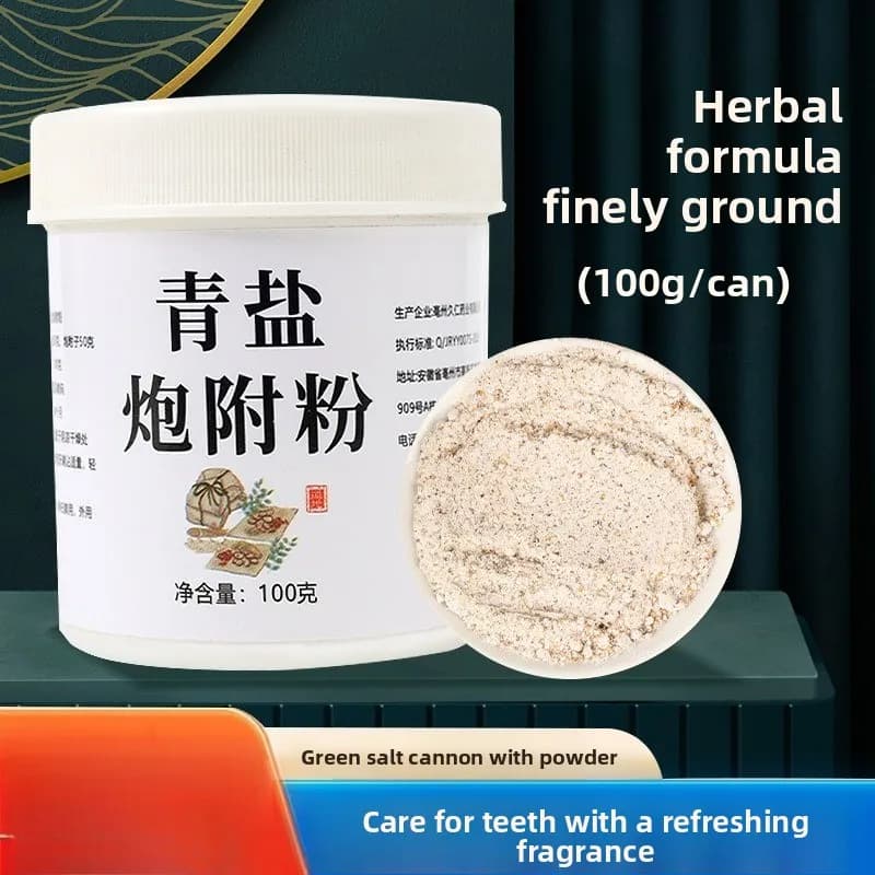 100 g di polvere per denti a base di erbe, igiene orale naturale con sale verde e aponite, formula portatile con precisione equilibrata per denti sani