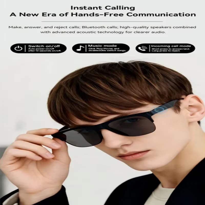 Lenovo 2026 New Smart Glasses Voice Assistant Music Touch Control Bluetooth Call Outdoor Fashion Sunglasses For Men Women