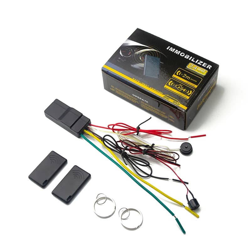 Immobilizzatore RFID da 2,4 GHz Motore wireless Blocco automatico Sistema di allarme per auto Dispositivo di interruzione del circuito anti-direttazione Chiave intelligente