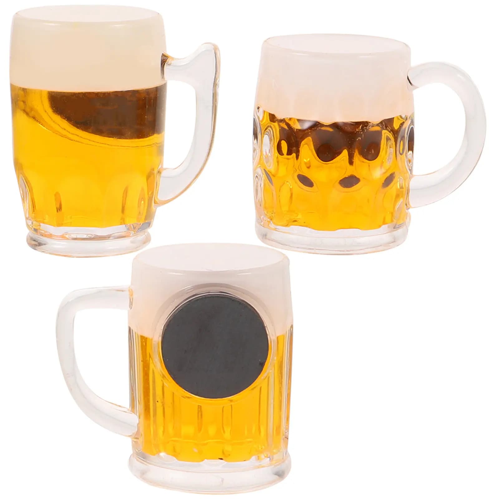 Set di 3 Bicchieri di Birra in Plastica Riutilizzabili, Decorazioni per Collane e Braccialetti Fai-da-Te, Ciondoli Realistici a Forma di Mini Bicchiere