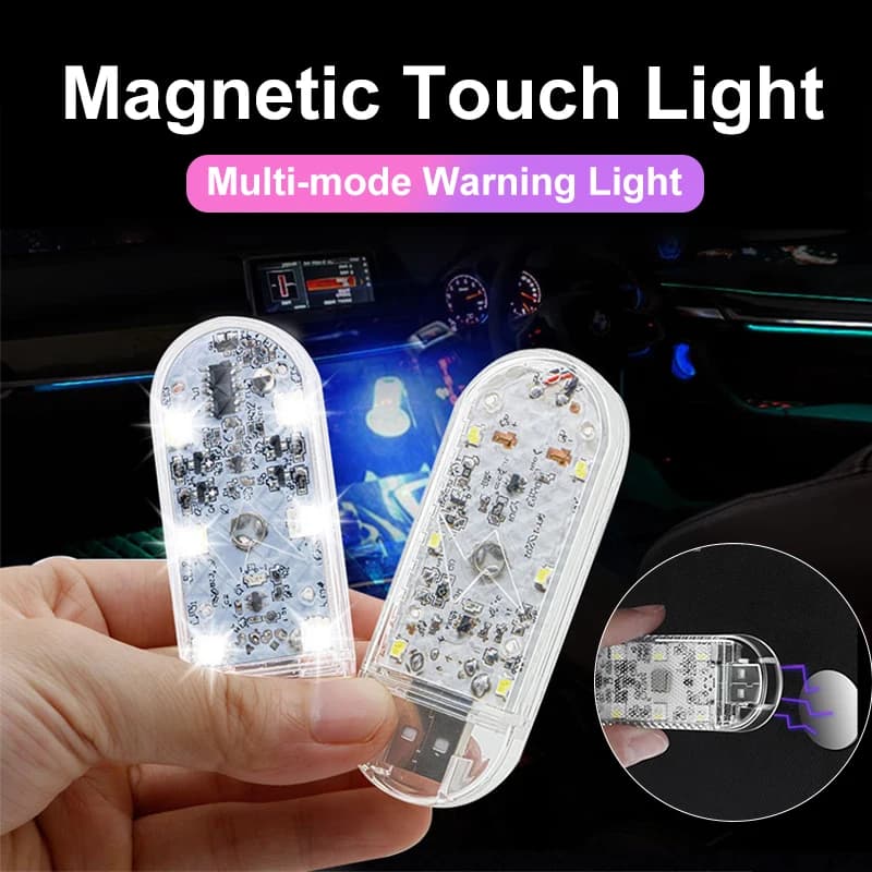 1/2X LED Touch Light Mini Wireless Car Interior Illuminazione Auto Tetto Lampada da lettura a soffitto per porta Piede Tronco Scatola di immagazzinaggio Caricatore
