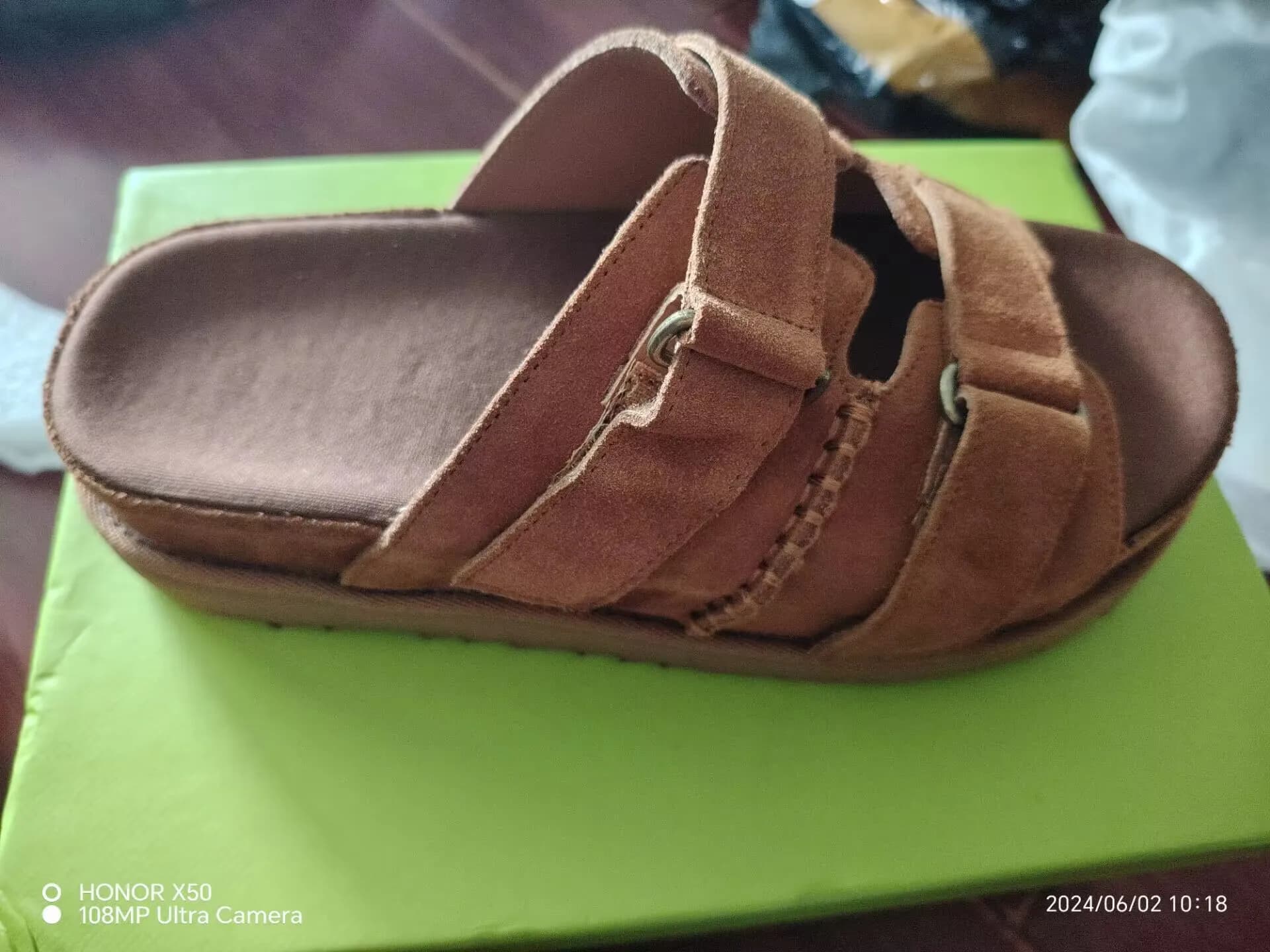 2024 Summer New Women's Platform Sandals Buckle Genuine Leather Outdoor Height Increasing Open Toe Muffin Leather Slippers