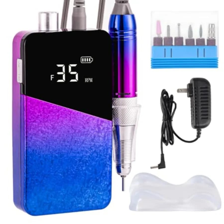 Trapano Elettrico per Unghie 35000RPM, Portatile, Senza Fili, Ricaricabile, per Unghie in Acrilico e Gel, Manicure, Pedicure, Lucidatura