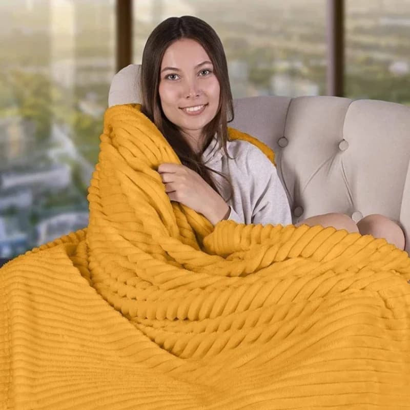 Morbida Coperta in Pile Corallo per Adulti, Spessa e Calda per Divano e Letto, Trapuntata e Soffice, Plaid per Divano e Camera da Letto