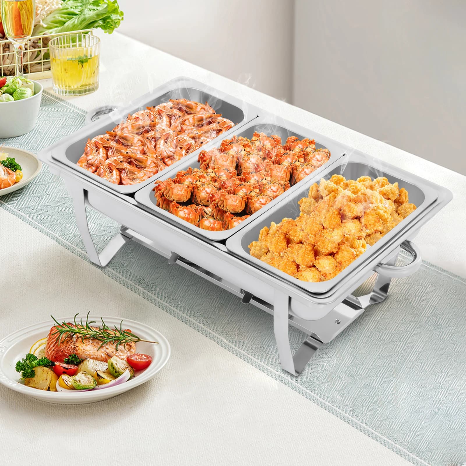 Professional Food Warmer, Stainless Steel Heated Bowl, Warming Container Food Set, Food Warmer, Heated Bowl for Catering, Buffets and Parties