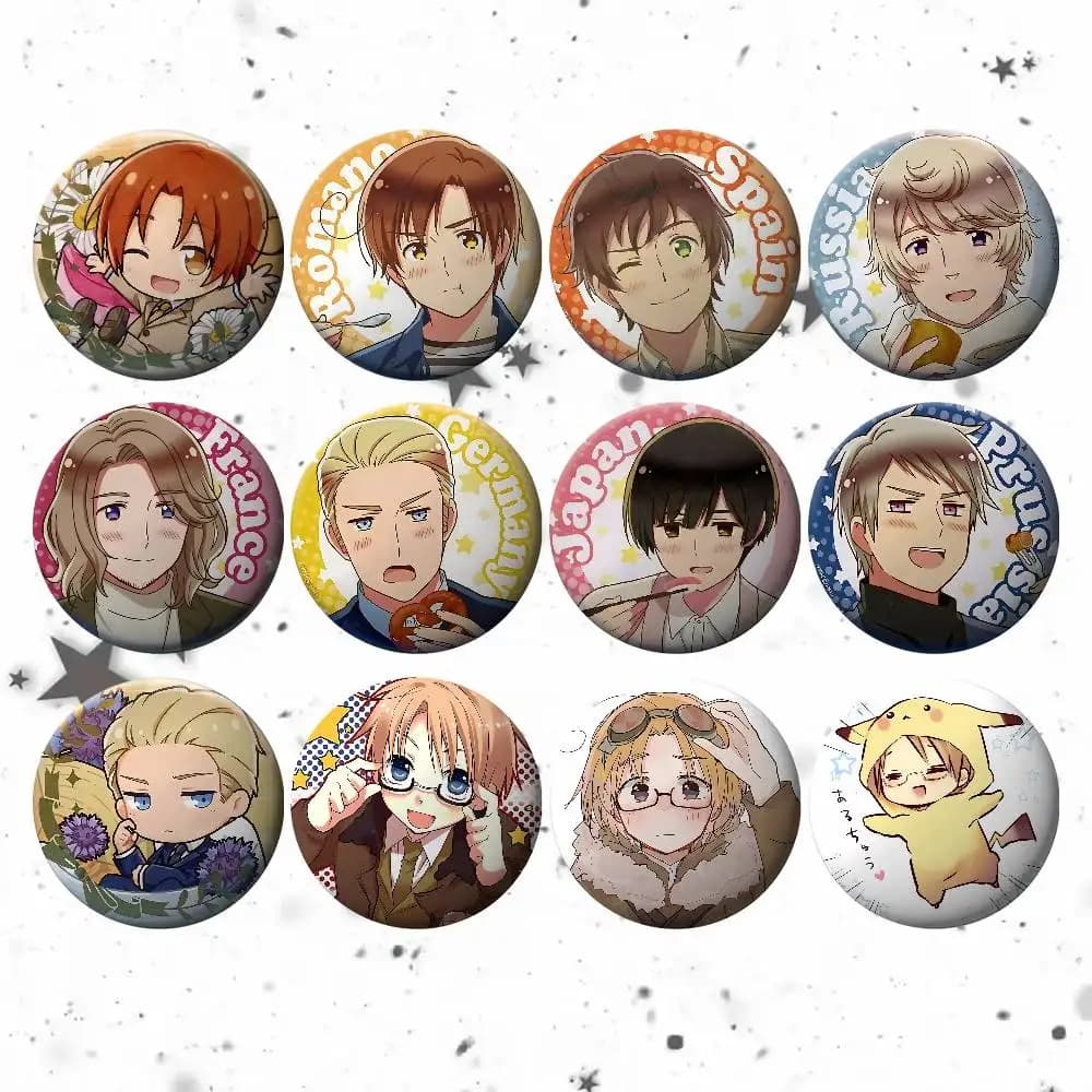 Spilla Anime Hetalia World Stars per Zaino e Cappello, Distintivo in Latta, Spilla a Bottone Morbida, Distintivo in Metallo, Accessori Gioielli Personalizzati H