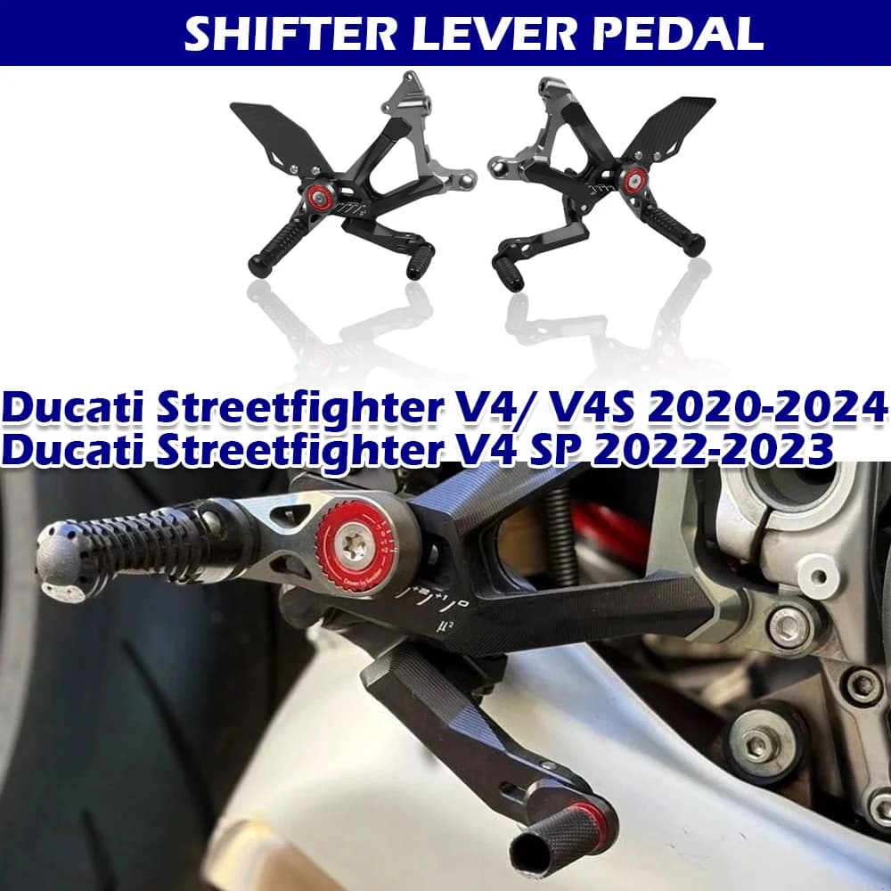 For Ducati Streetfighter V4 V4S 2020-2024 V4 SP 2022-2023 Adjustable Rearset Footrest Foot Pedal Gear Shifter Rear Set Foot Pegs