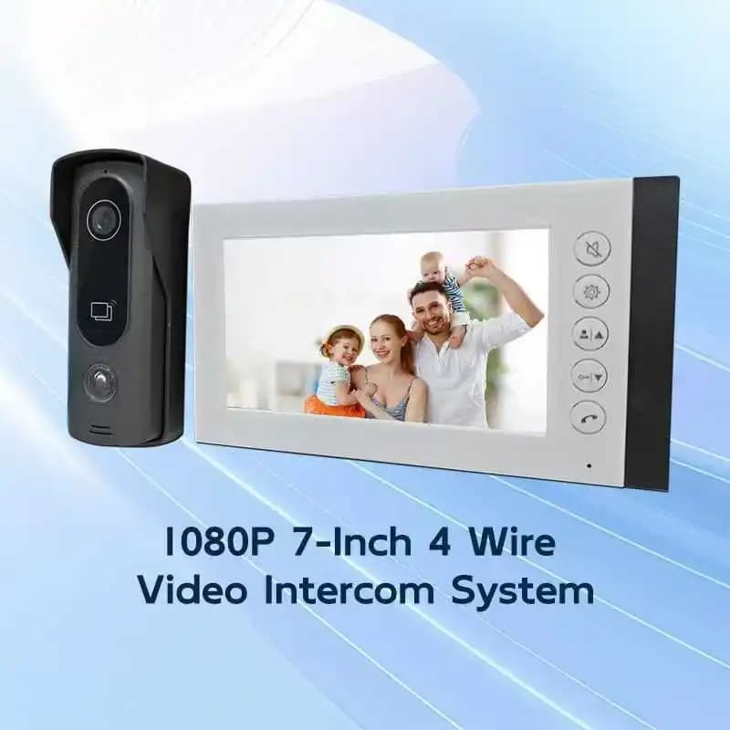 Monitor IPS da 7 pollici 1V1 2MP 1080P 4 Videocitofono cablato Campanello visivo Spioncino per porta Videocitofono