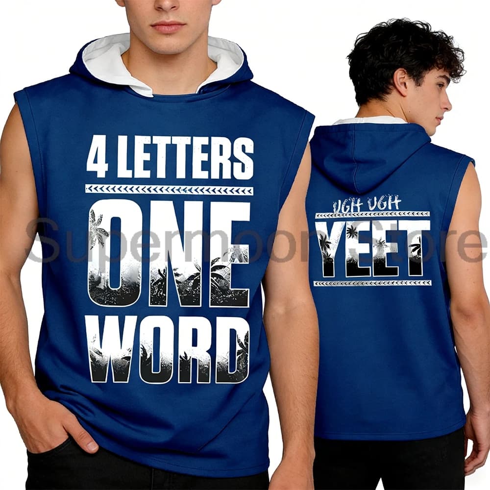 Jey Uso Four Letters One Word Yeet Merch Hooded Tank Tops Donna Uomo Felpa senza maniche con cappuccio Unisex Outdoor Sport Gym Vest