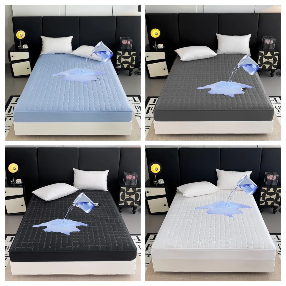 Kuup Fashion Queen Size Coprimaterasso Impermeabile Trapuntato Copriletto Tinta Unita - Nessuna Federa Inclusa