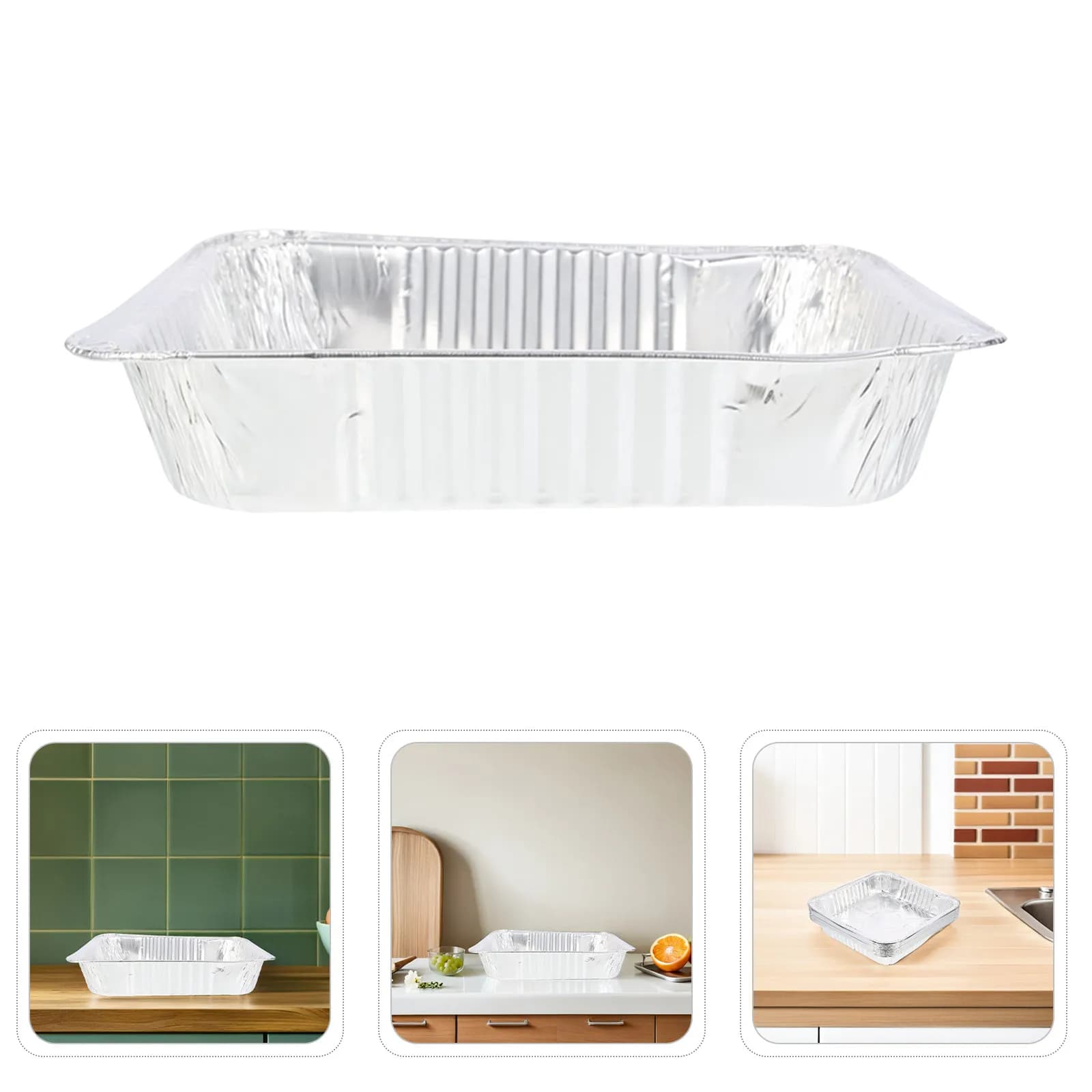 20Pcs Square Aluminum Foil Pans 1440Ml Oven Safe Baking Trays for Cakes Bread Grilling Barbecue Air Fryer Food Storage Foil