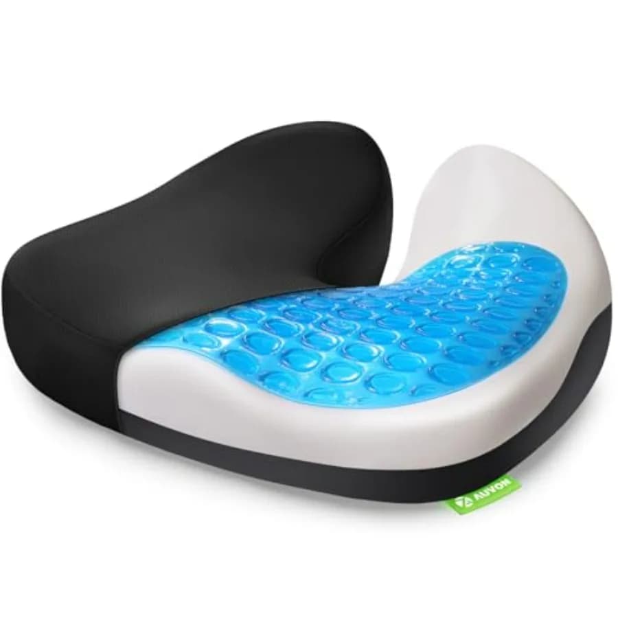 AUVON Multi-Layer Gel Seat Cushion for Ideal Support and Softness, Cooling Memory Foam Office Chair Cushion for Hemorrhoid, Sci