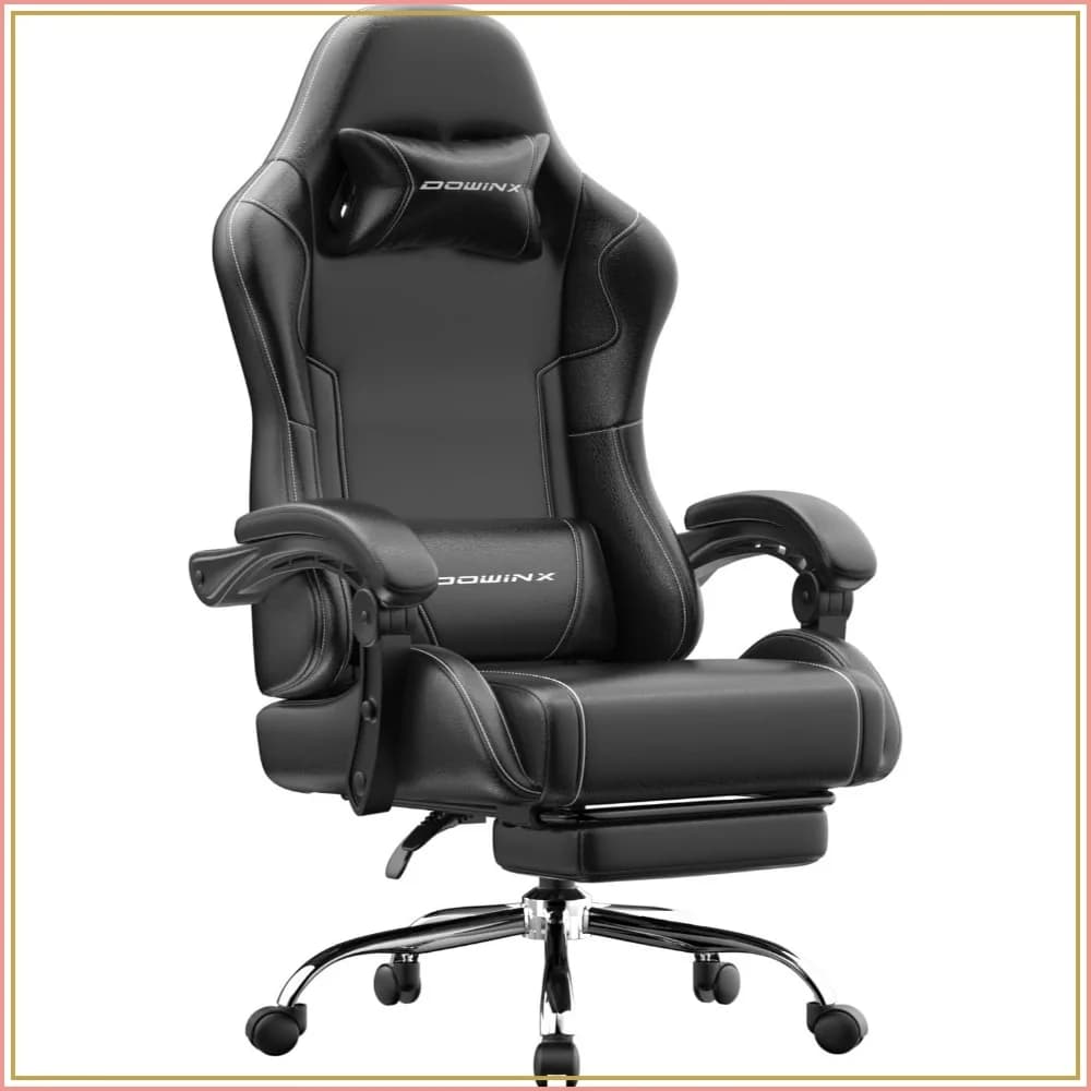 Ergonomic Gaming Chair with Footrest & Massage Lumbar, 2D-Linkage Armrests, 330lbs Capacity, Black