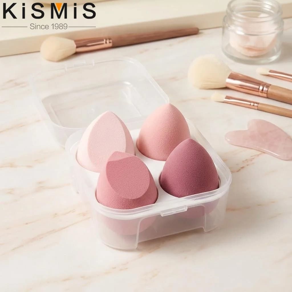 Set di 4 Spugne per Trucco a Doppio Uso, Beauty Blender, Applicatore per Fondotinta Umido e Asciutto, Strumento per Applicazione Impeccabile