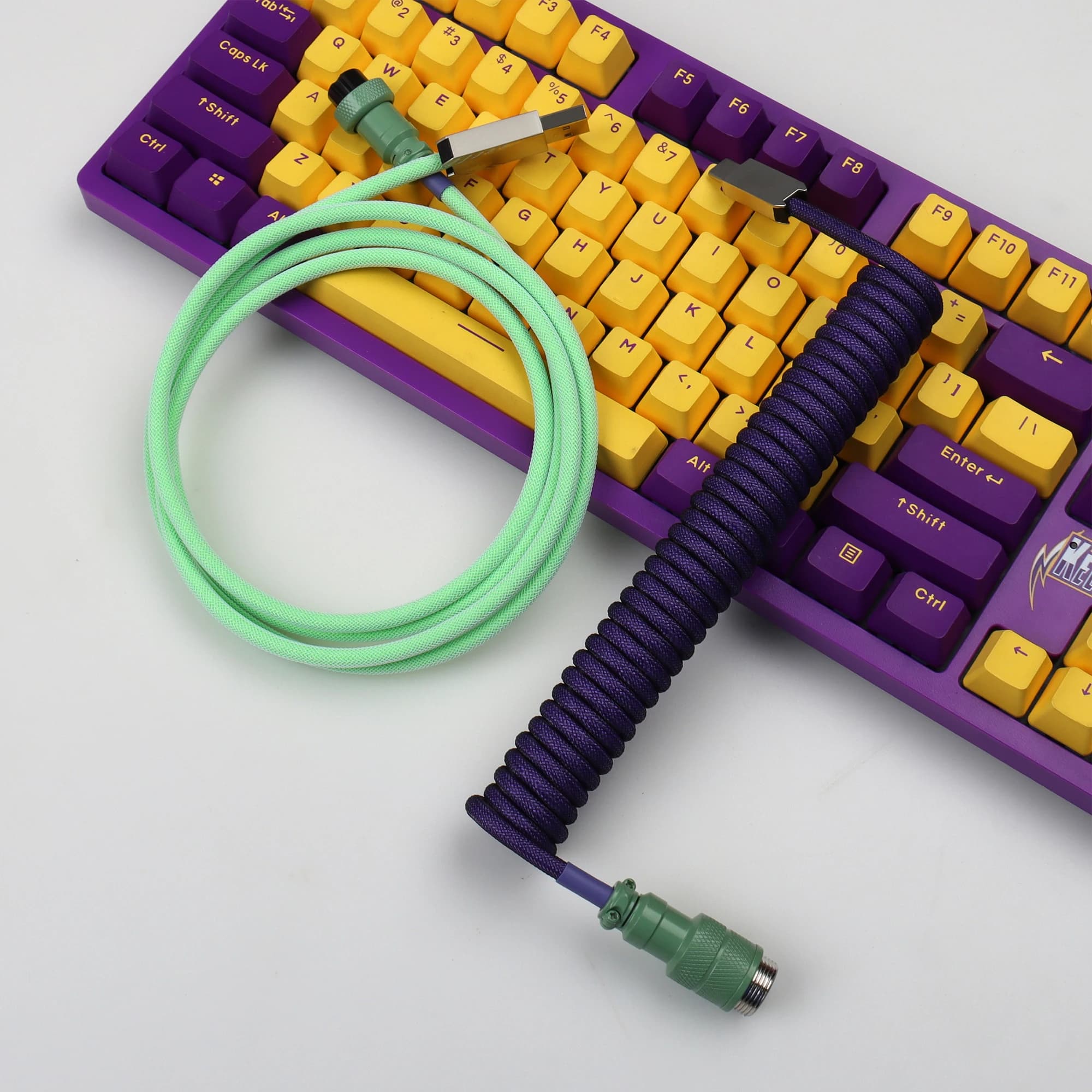 oLANOoC five-conductor USB-C cable with 8K magnetic switch, woven spiral, custom for mechanical keyboard