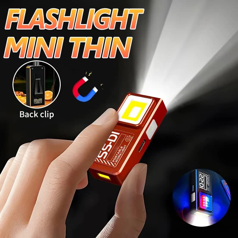 Mini torcia LED COB ricaricabile, portatile, EDC, con USB-C, lanterna tascabile, luce da lavoro con clip e magnete per emergenze