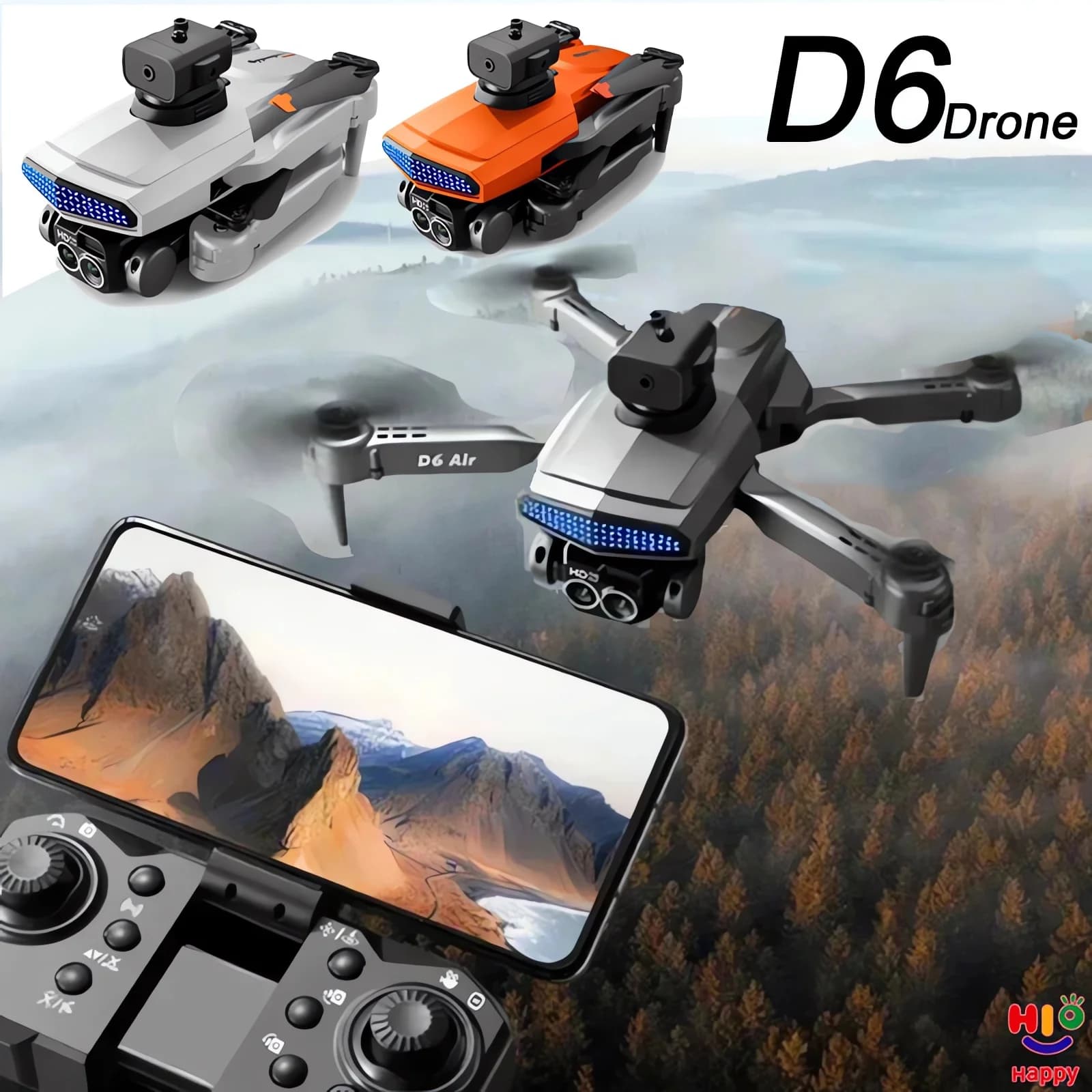 Mini Drone D6 8k Profesional HD Camera Obstacle Avoidance Aerial Photography Brushless Foldable Quadcopter Toys Birthday Gift