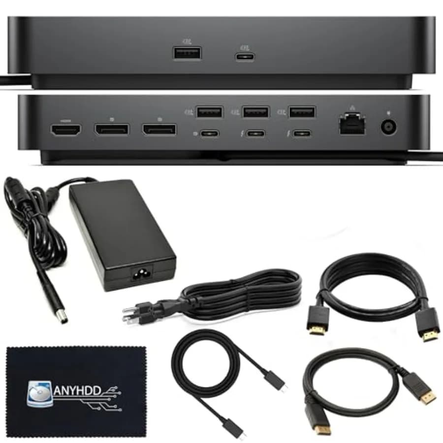 Hub Docking Station USB-C per Ufficio, in Lega di Alluminio, Nero, Supporta Display 8K con Power Delivery da 180W e Garanzia di 3 Anni