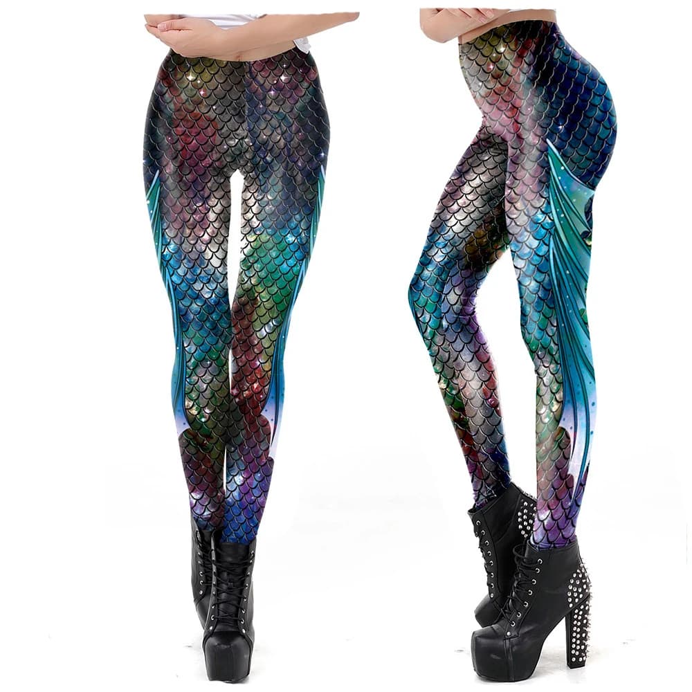 The Mermaid Printed Cosplay Leggings Spring Pants Fish Scales 3D Printed Women Bottoms Spring Fashion Leggings Tight Yoga Pants