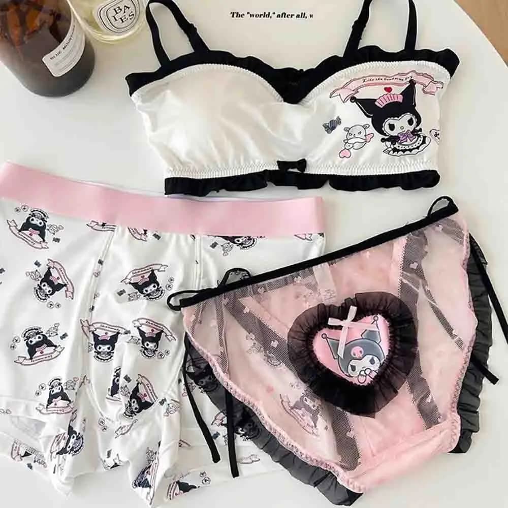 Set di 3 Pezzi di Biancheria Intima Anime Sanrio Black Rice per Uomo e Donna, Stile Cartoon alla Moda, Regalo Estivo, Nuova Collezione 2025