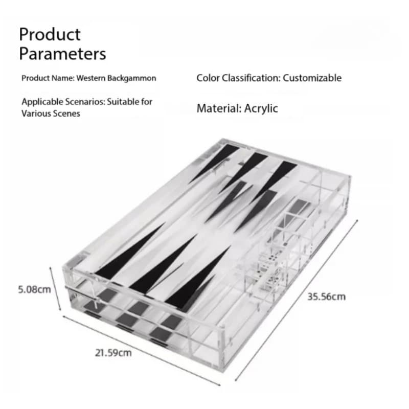 Folding Acrylic Backgammon Set 36x22x5cm, Transparent Travel Board Game, Christmas Gift for Family