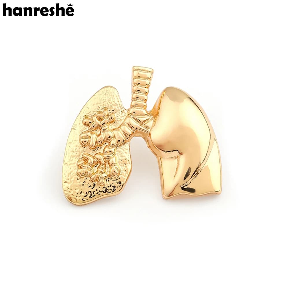 Hanrelhe Medical Metal Lung spilla per organo umano spille Color oro per infermiere medico bavero zaino distintivo gioielli alla moda