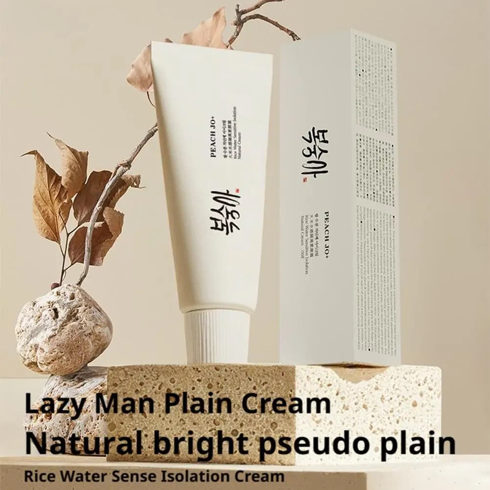 50g Korean Rice Isolation Sunscreen Even Brightening Skin Tone Lasting PEACH JO+ Rice Water Sensitive Isolation Natural Cream