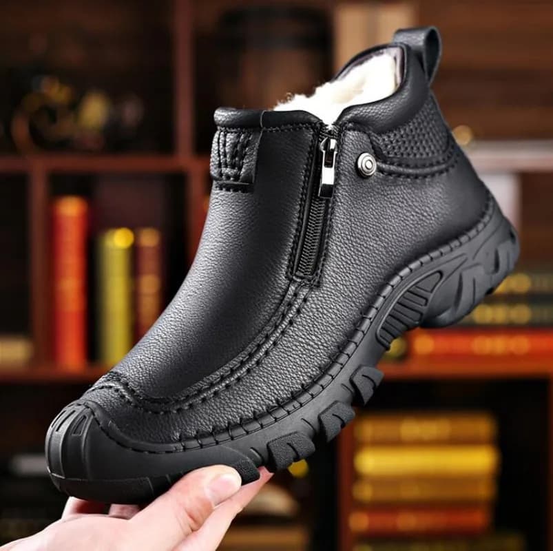 Stivali da uomo invernali stivali da neve caldi in peluche spessi stivaletti da uomo con cerniera in pelle piattaforma scarpe da trekking da uomo impermeabili antiscivolo