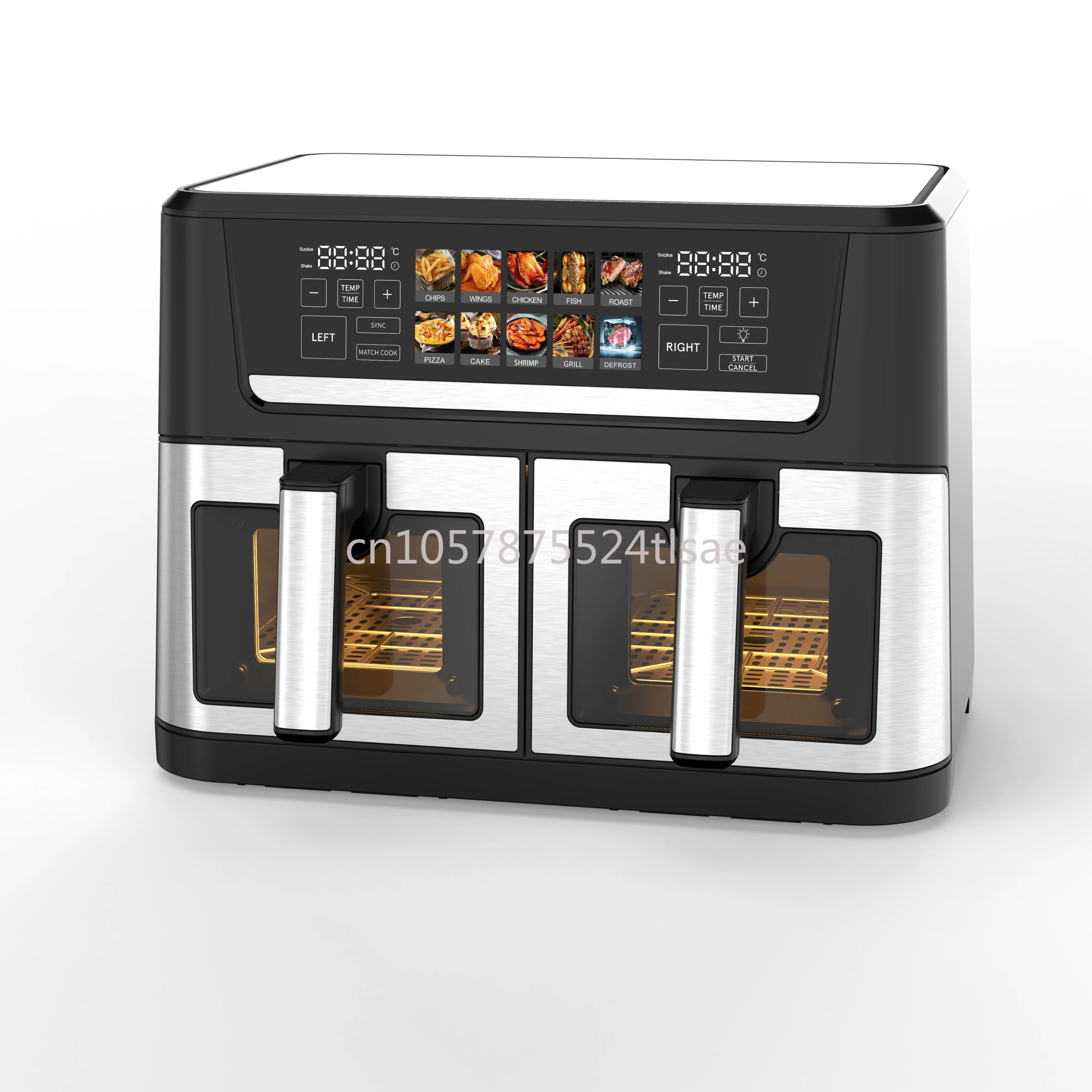 Friggitrice ad aria con finestra di controllo digitale visiva touch con doppio cestello, doppio forno elettrico commerciale, grande friggitrice ad aria 2025