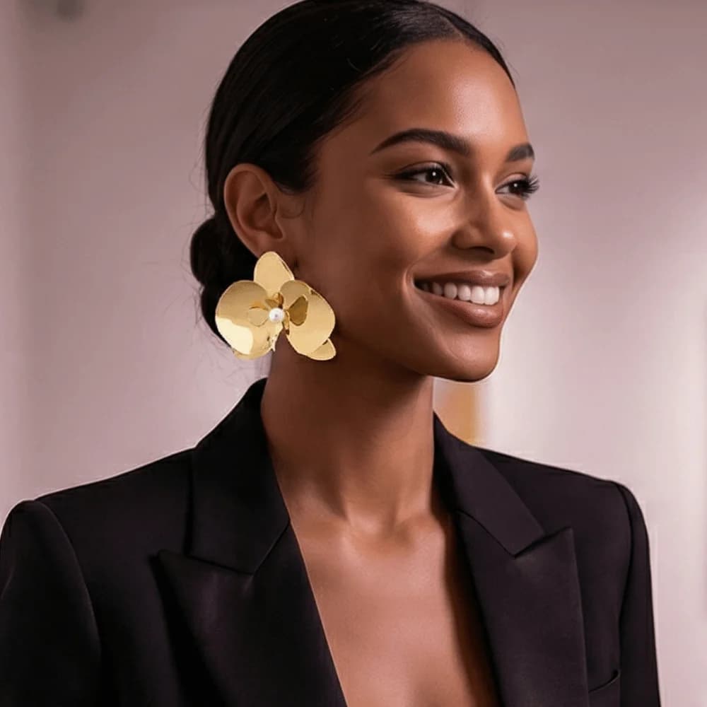 Simulated Flower Butterfly Orchid Earrings Korean Style Exaggerated Flower Earrings Jewelry Accessories Alloy