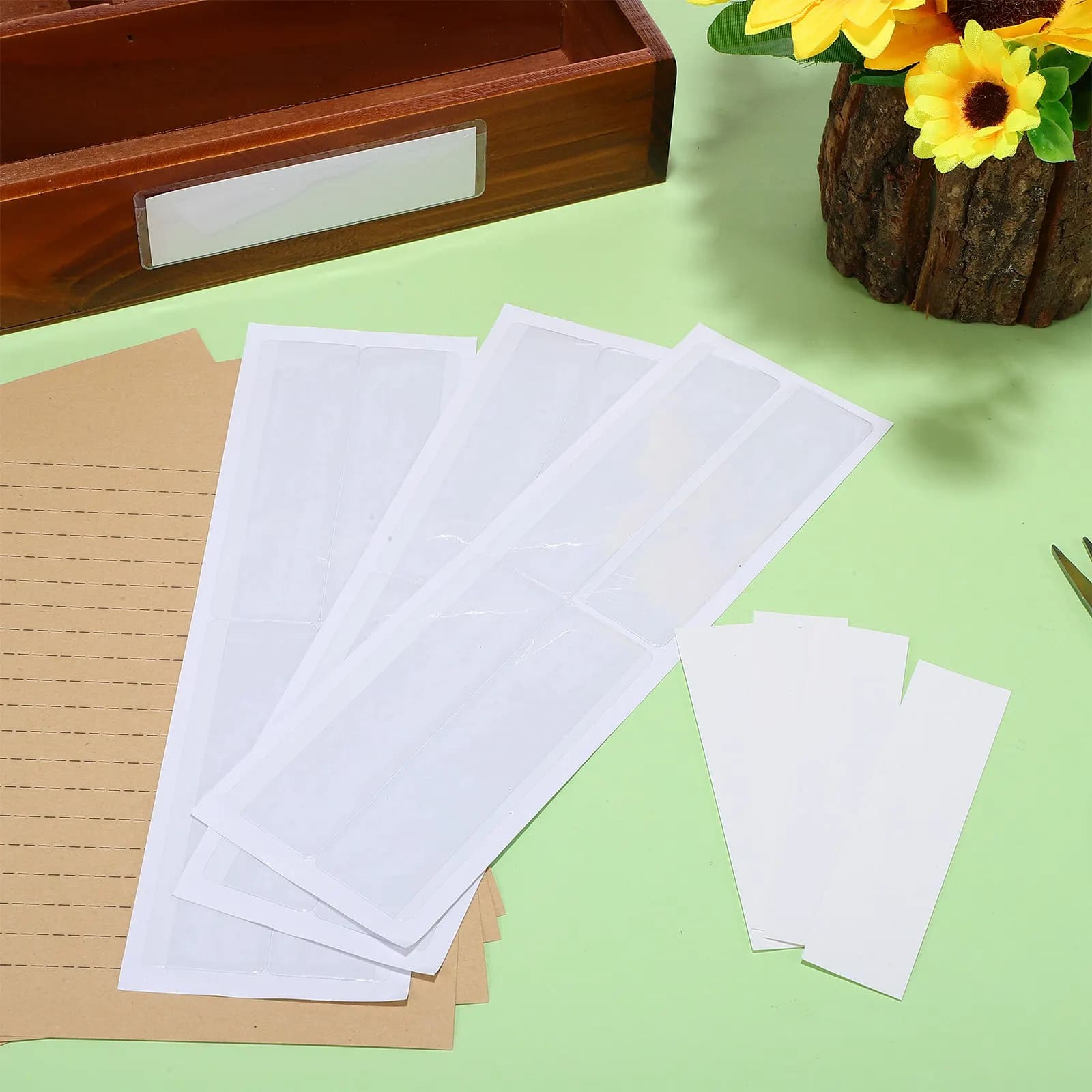 1Set Adhesive Label Pockets Self-Stick Clear Plastic Label Holders with Refill Sheets for Supermarket Bookshelf Warehouse