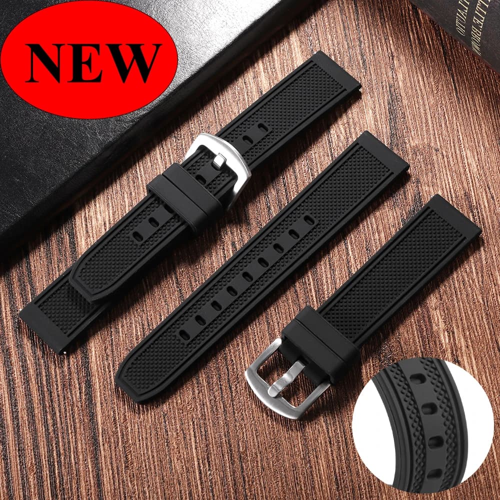 High Quality Comfortable Rubber Strap for Samsung Watch Strap Casio 22mm Silicone Sport Bracelet for Men Women