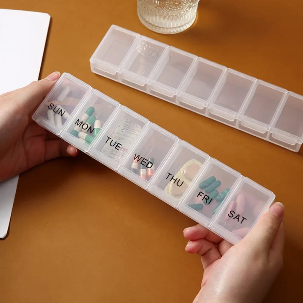 New Hot Portable Weekly 7 Days Daily Travel 7 Grills Pills Box Organizer Tablets Storage Container for Fish Oils Vitamins