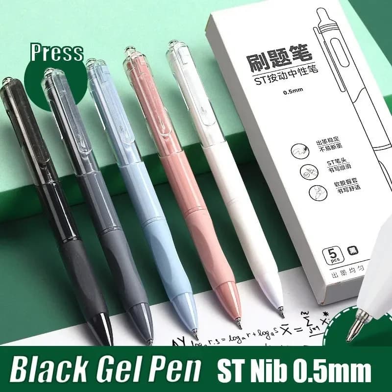 1/3/5PCS ST Pennino 0.5 millimetri Penna Gel Nero Ricariche di Inchiostro Riutilizzabile Scrittura Liscia Penna di Inchiostro Studente Forniture di Cancelleria set di penne gel