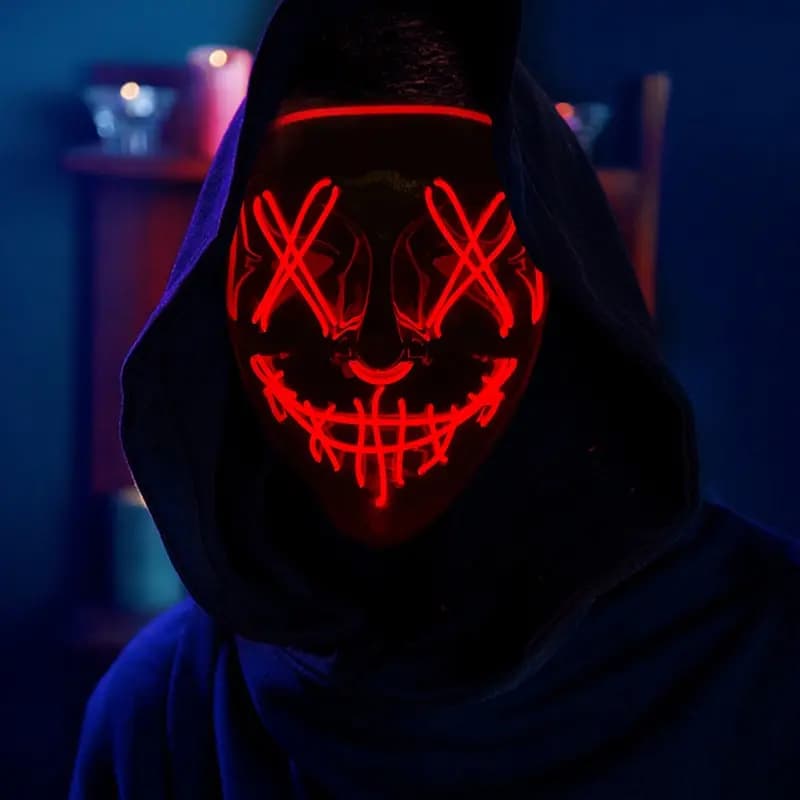 Maschera di spurgo a LED al neon di Halloween Maschera Maschere per feste in maschera Luce crescere nel buio Maschera horror Masker luminoso