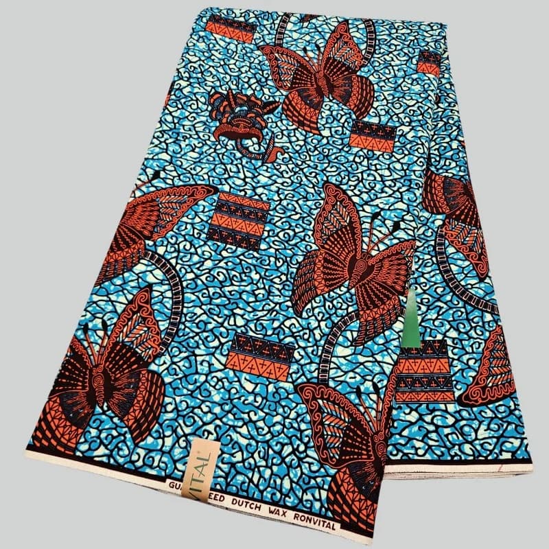 African style 6 meters long cotton wax fabric with red butterfly print for sewing sofa curtain table 120 cm wide R2759