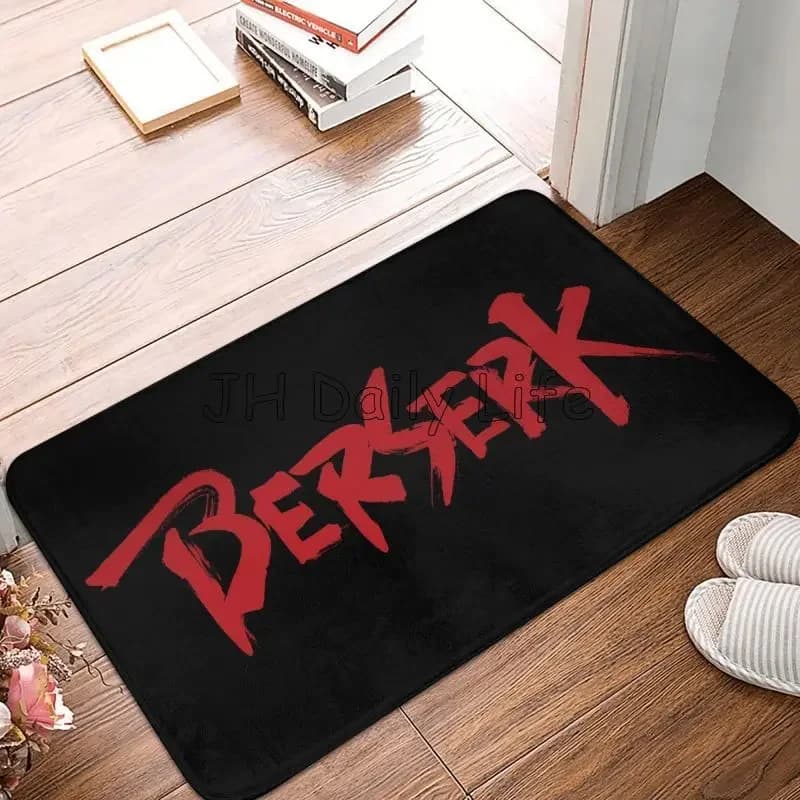 Tappetino di benvenuto con stampa Anime giapponese Berserk per zerbino anteriore Tappetini per la casa Tappeto antiscivolo Tappeto in flanella per interni per bagno camera da letto