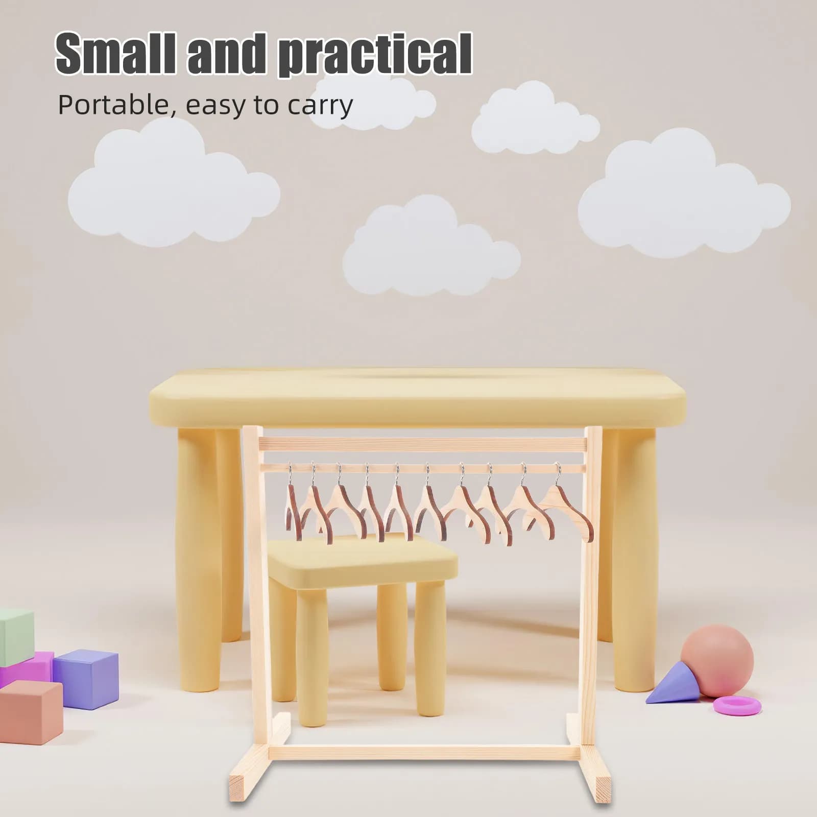 Hangers Clothes Displaying Dress Baby Beige Outfit Dollhouse Wardrobes Accessories Rack Small