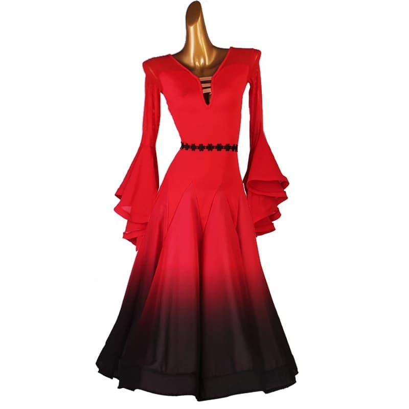 Abiti da valzer a maniche lunghe sfumati Abito da competizione per ballo da sala da donna Costume da ballo moderno standard Abbigliamento da ballo femminile 3447