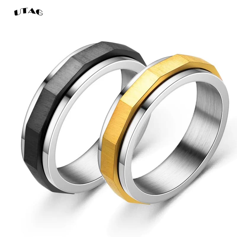 UTAG ruota liberamente Spinning anello di ansia in acciaio inossidabile per donna Spinner fidget Ring Anti Stress Men 2021 rotante